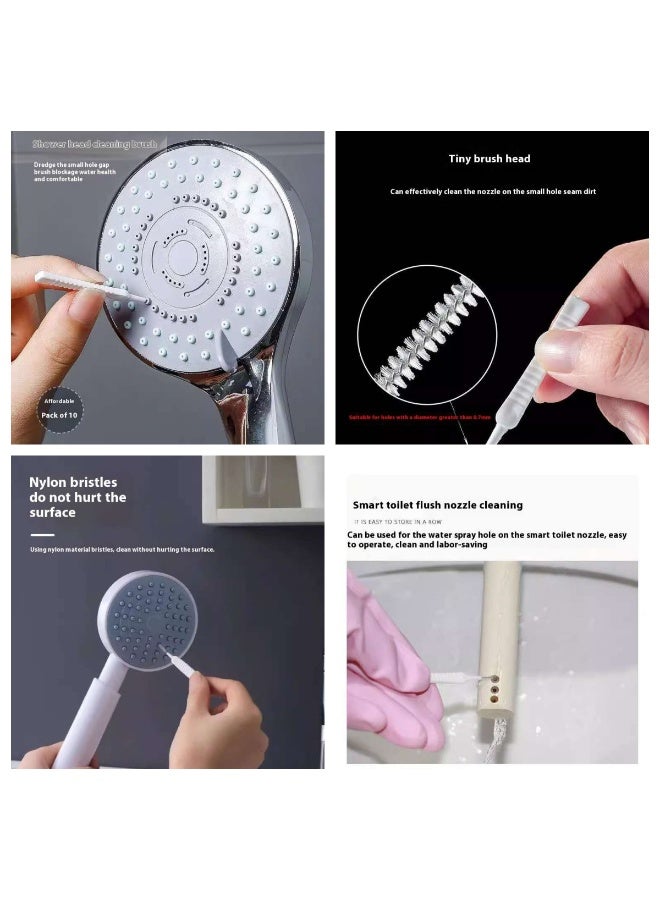 10PCS shower head cleaning brush, anti-clogging mini shower head cleaning brush, multi-functional cleaning head nozzle cleaning brush for cleaning pore gaps - Image 4